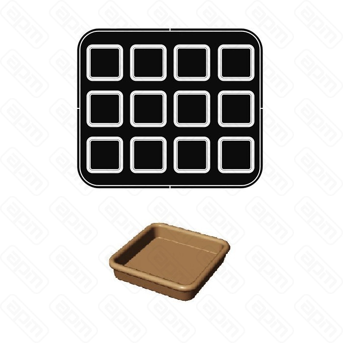 Форма U для выпечки тарталеток 69х6962х62мм h15мм для аппарата Cookmatic 12 ячеек PIASTRA U