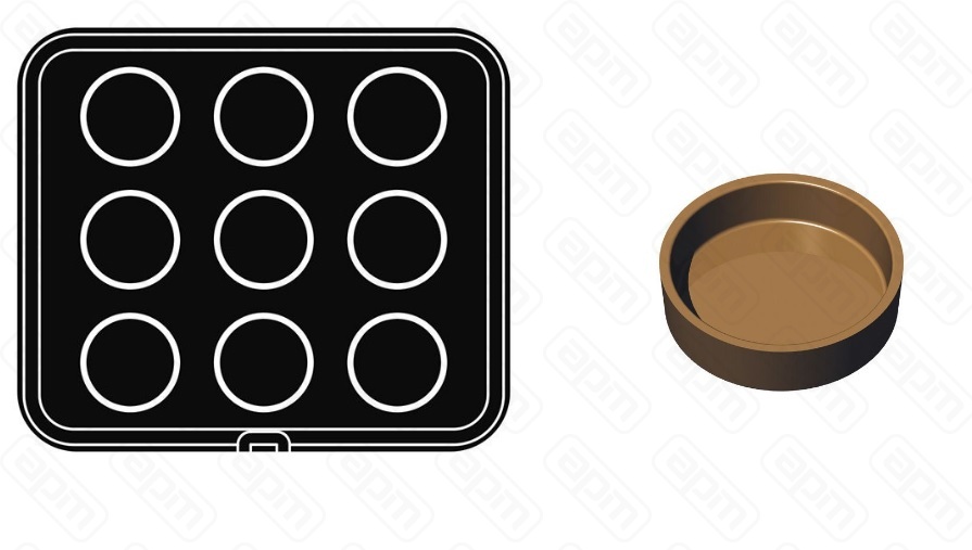 Форма для выпечки тарталеток d7571мм h20мм 9 ячеек для аппарата Cookmatic PIASTRA29