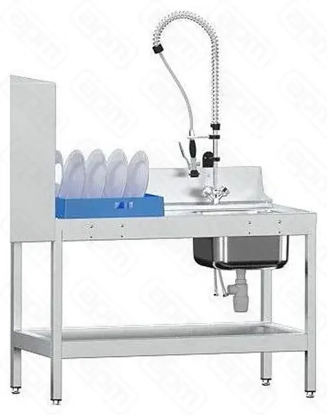 Стол предмоечный TPL-T для туннельных нерж ванна душ 1304х725х1735мм