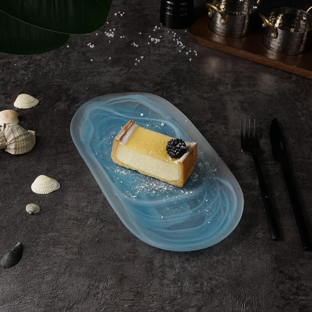 Тарелка-блюдо матовое 2815 см h2 смматериал cтеклосерия Blue Sunset PL