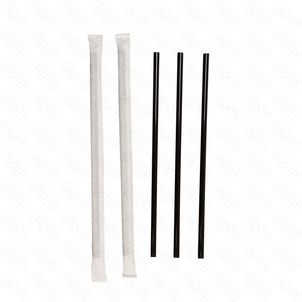 Трубочка в индупаковке  5210 мм с изгибом черная 250штуп