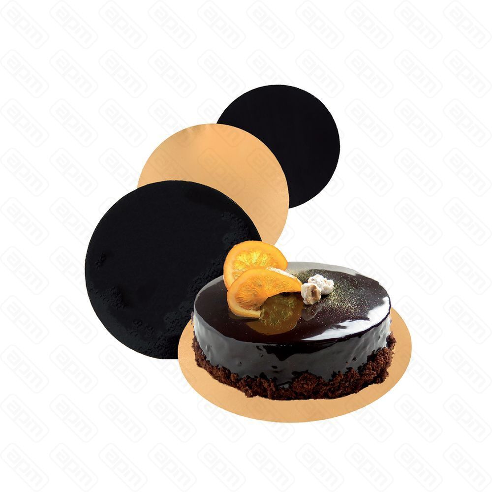 Подложка кондитерская двусторонняя d 16 см золотаячерная картон 100 шт