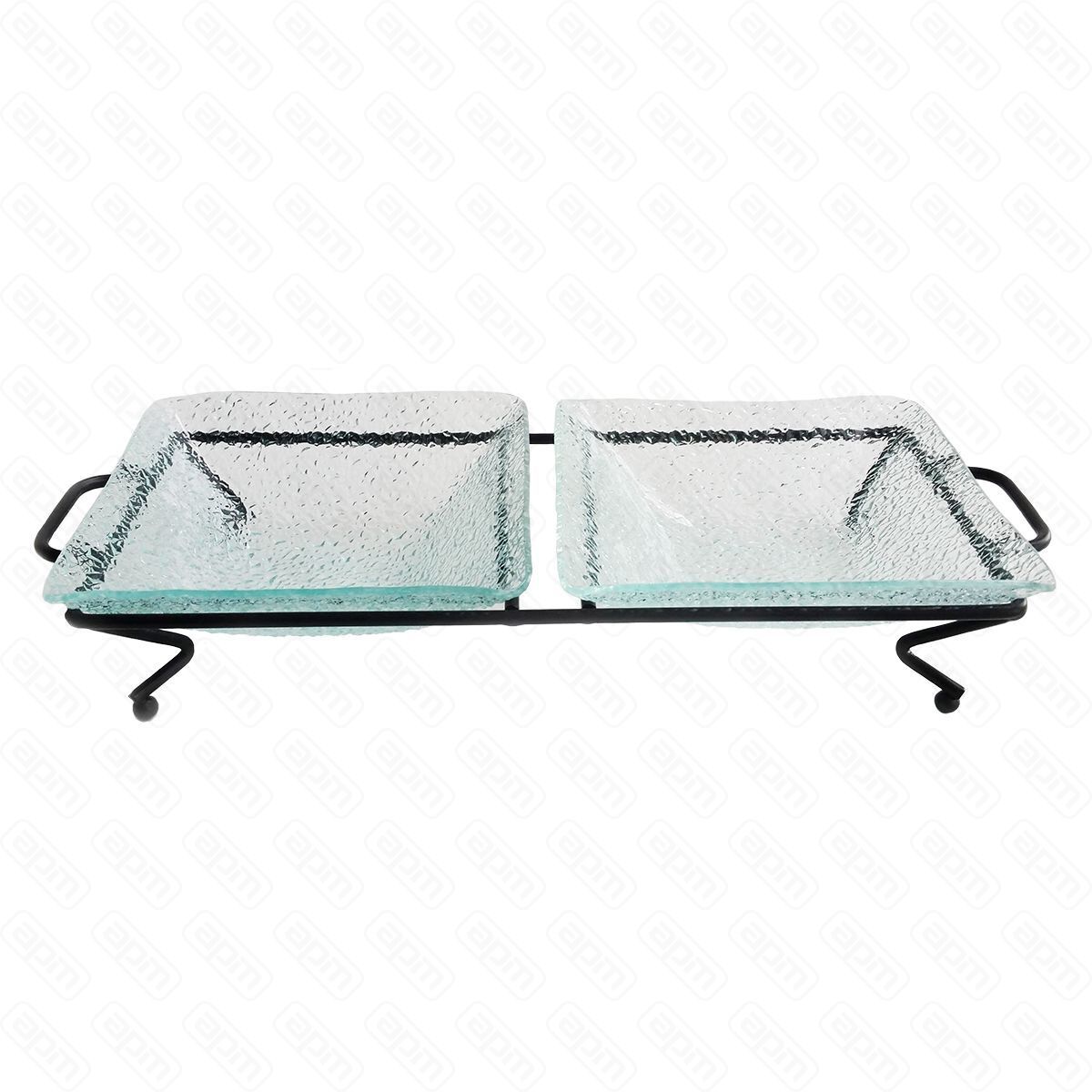 Блюдо для выкладки стеклянное с металлическим основанием 341565 см  PL