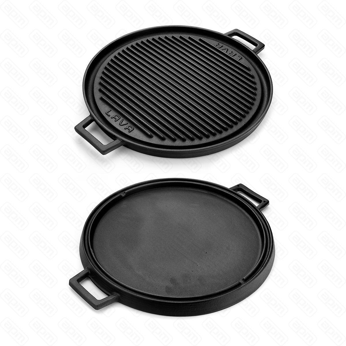 Сковорода гриль с ручками  круглая d 34см чугун LAVA