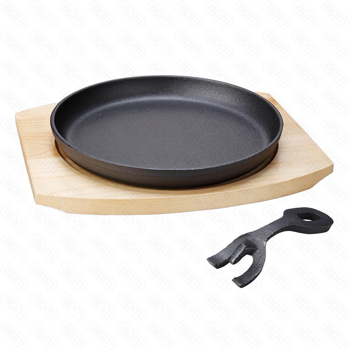 Сковорода чугуннаяпорционная 22 см на деревянной подставке PL Proff Cuisine