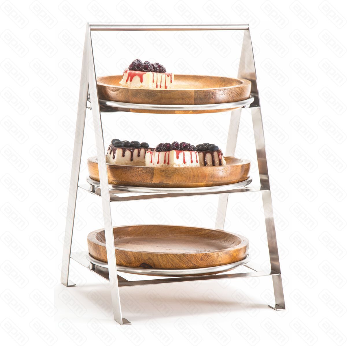 Стойка металлическая для выкладки  три салатника из бука353252 см  PL--Hotelware