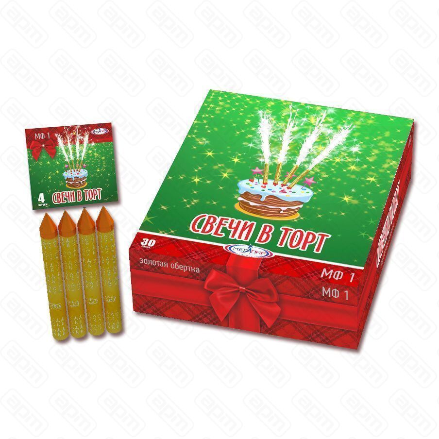 Фейерверк пищевой 15 см золото 4 штуп